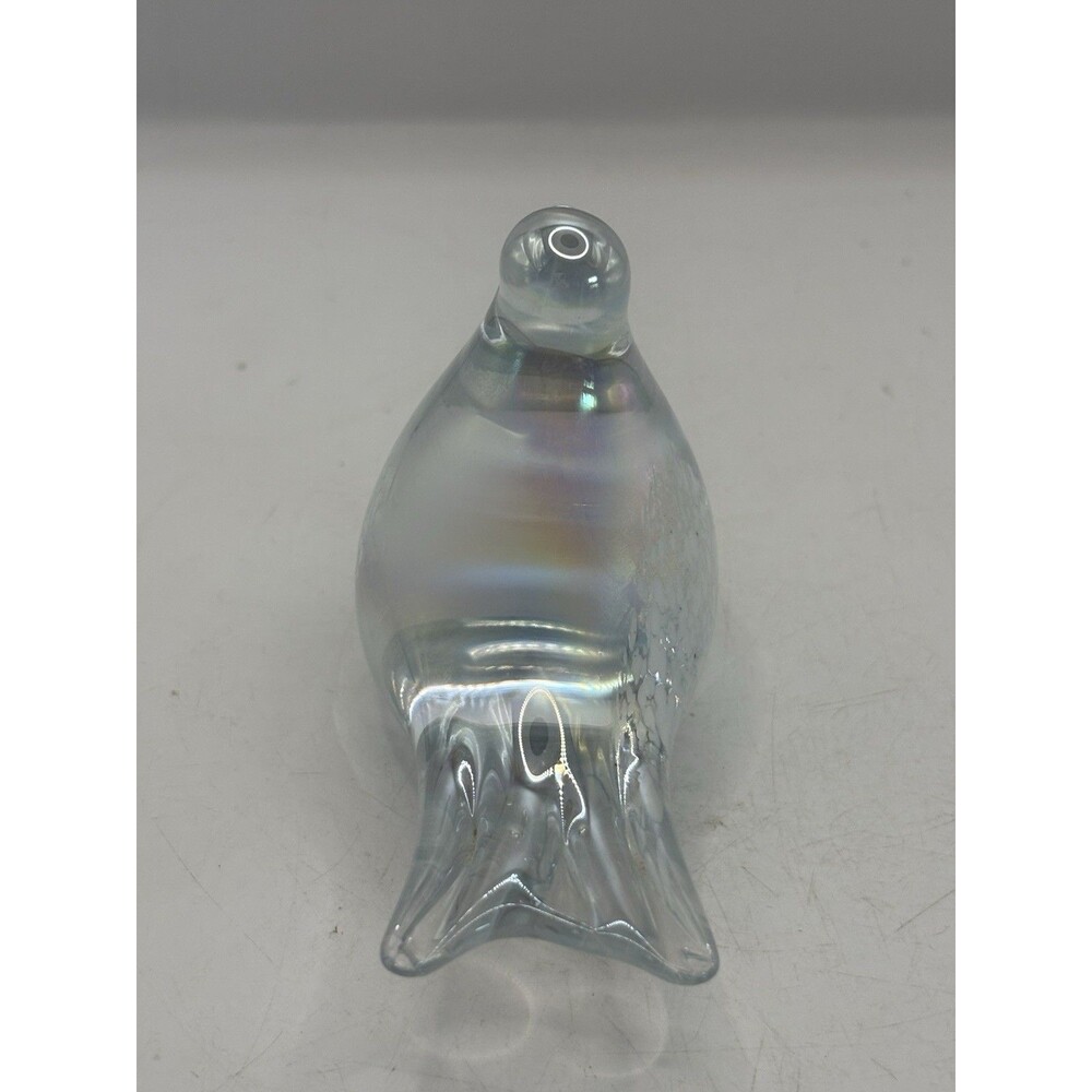 Rainbow Snow Bird Figurine Iridescent Art Glass Matte Finish 5” - Picture 6 of 9